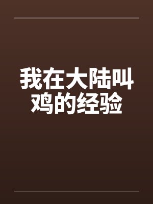 我在大陆叫鸡的经验封面