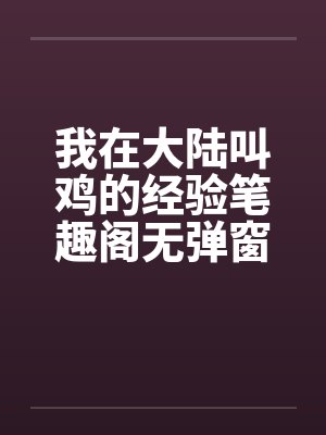 我在大陆叫鸡的经验笔趣阁无弹窗封面