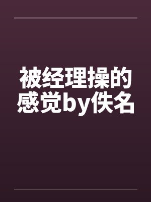 被经理操的感觉by佚名封面