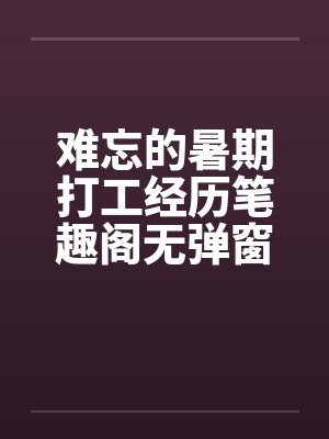 难忘的暑期打工经历笔趣阁无弹窗封面
