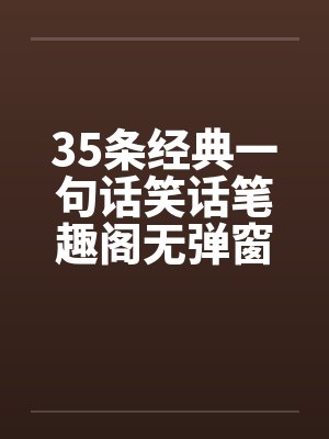 35条经典一句话笑话笔趣阁无弹窗封面